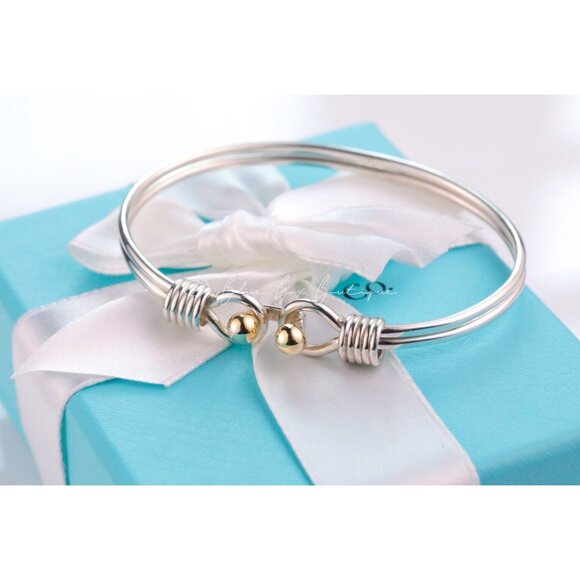 Tiffany & Co. Vintage Ball Coil Hook Bangle Bracelet in 925 Silver & 18K Gold - Picture 1 of 8